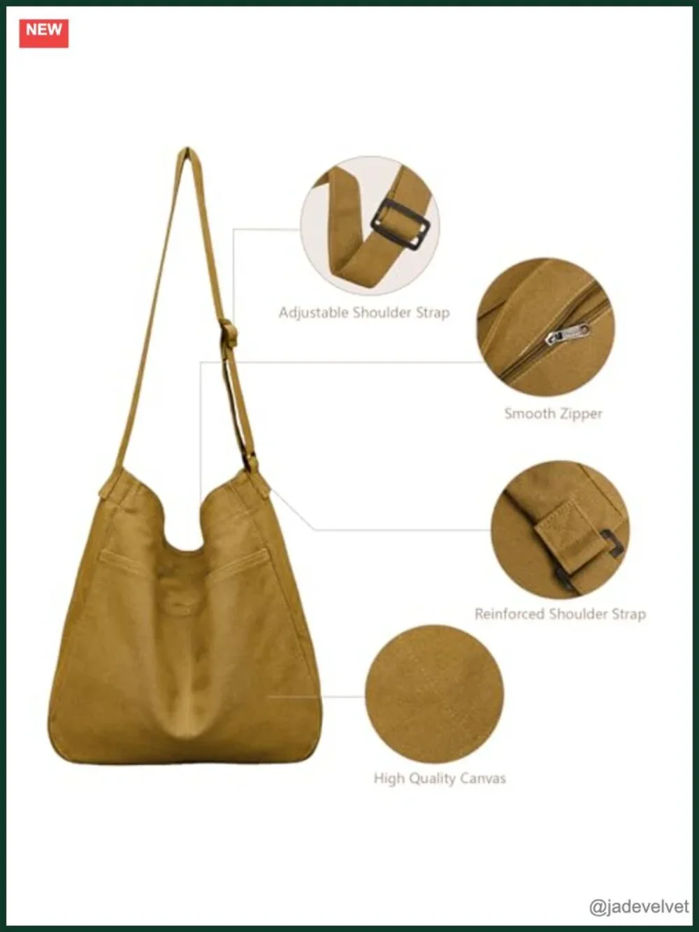 Large Canvas Crossbody Hobo Bag for Work Travel